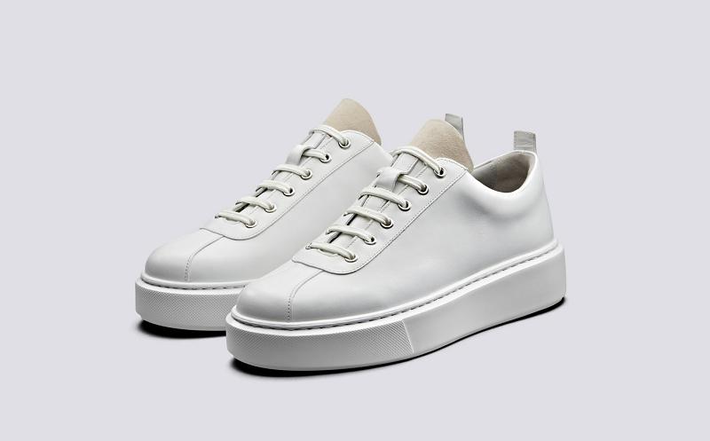 Grenson Sneaker 30 Womens Sneakers - White Leather Suede TZ0384